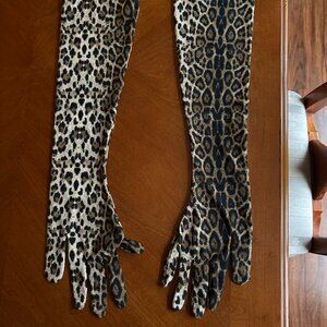 Classic Adult Size 24" Length Leopard Print Over The Elbow Opera Gloves NWOT